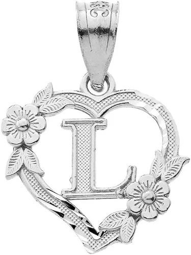 Vista 13 de Colgante de plata de ley con inicial de corazón para mujer, colgante de letra para mujer
