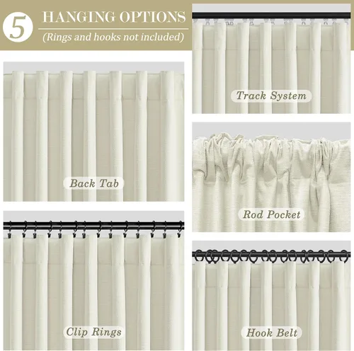 Vista 3 de Cortinas opacas de 54 pulgadas de largo para dormitorio, sala de estar, cortinas beige con aislamiento térmico, oscurecimiento de la habitación