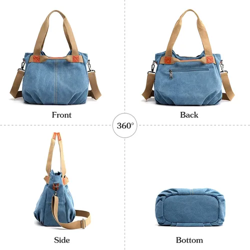 Vista 6 de FANDARE Bolso bandolera de lona para mujer, estilo vintage, bandolera