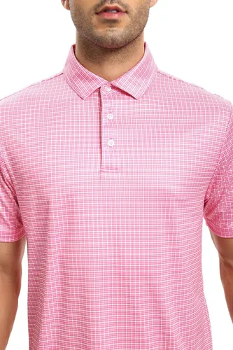 Vista 4 de Camisas de golf para hombre - Polo de manga corta con estampado de rendimiento que absorbe la humedad
