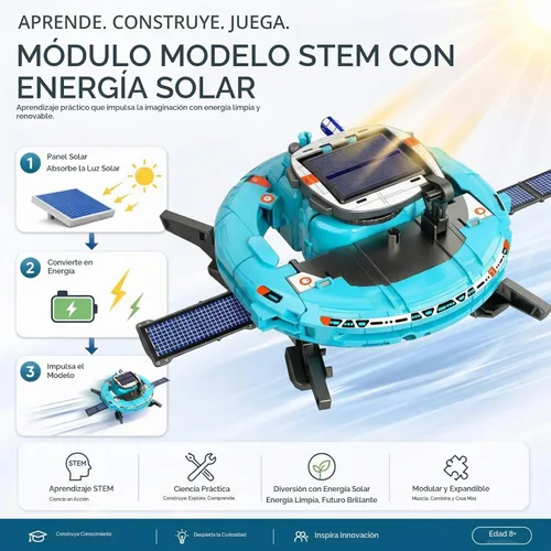 Vista 3 de STEM Education - Juguetes de robots solares para niños de 8 años en adelante, kit de ciencia de bricolaje 6 en 1, juguetes espaciales, 120 piezas