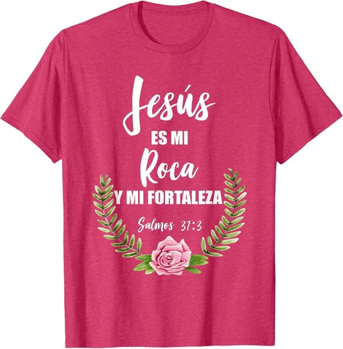 Vista 25 de Jesus ES Mi Roca - Camiseta con versículo bíblico cristiano español Salmos Asphalt Grey