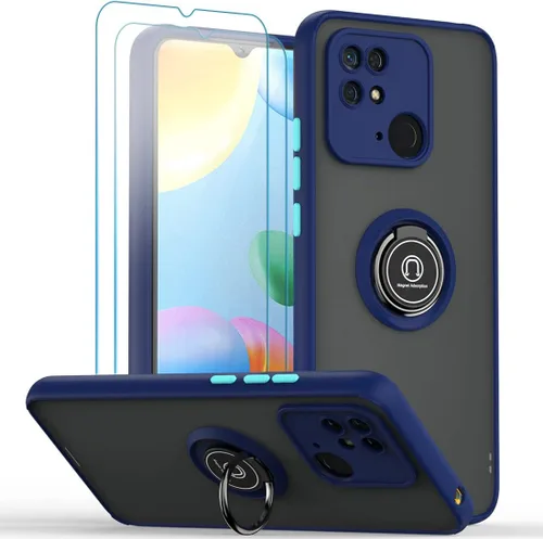 Vista 9 de QUIETIP Funda compatible con Xiaomi Redmi 10C/Poco C40, TPU + PC duro a prueba de golpes, anillo magnético para soporte de coche con protector