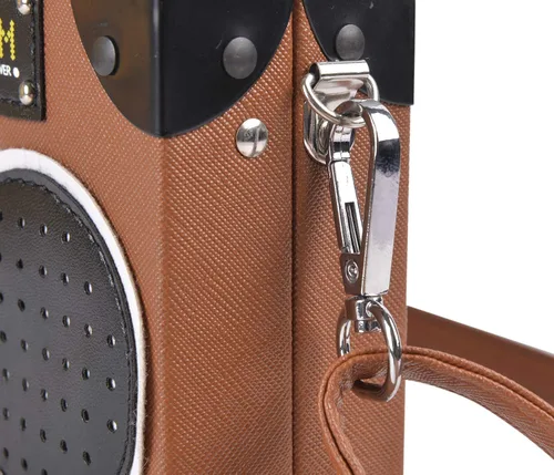 Vista 6 de QZUnique Bolso de hombro en forma de cinta con grabador de radio PU Crossbody bolso de noche retro para mujer, bolso de mano
