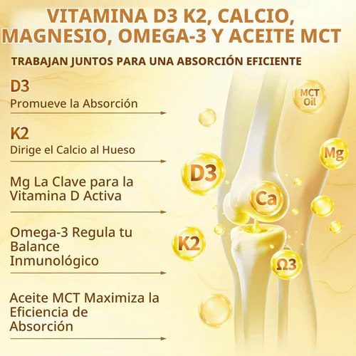 Vista 3 de VivoNu Vitamina D3 K2 10000 UI con MK7-300 Cápsulas blandas de aceite de coco virgen, 2 en 1 vitaminas D y K complejo Vitamina D3 con K2