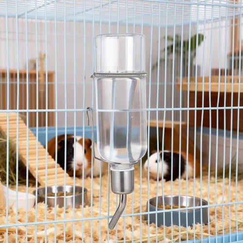 Vista 8 de Angoily Botella de agua colgante de 2.75 onzas, dispensador automático de agua para mascotas para animales pequeños, conejo, gato, pájaro