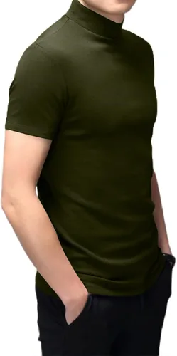 Vista 3 de Rela Bota Camisetas de moda para hombre, ropa interior térmica, media tortuga, manga corta, ajustadas, básicas