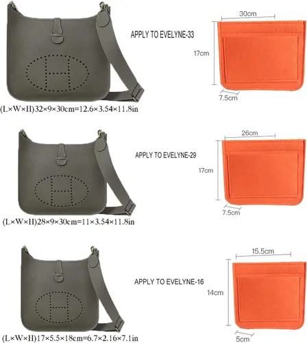Vista 5 de Organizador de fieltro-para Hermes Evelyne III tpm pm gm bolsa inserción mini 16 29 33 bolso organizador Y003 naranja-L