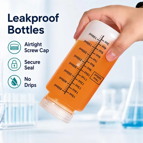Vista 3 de METAPACK Botellas de plástico de boca ancha de 16 onzas con tapas Translúcido