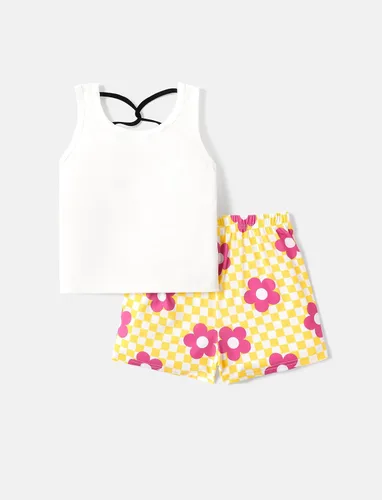 Vista 2 de L.O.L. Surprise! Conjunto de 2 piezas para niña, camiseta sin mangas y pantalones cortos, pantalones de ciclismo ajustados, conjunto casual de verano