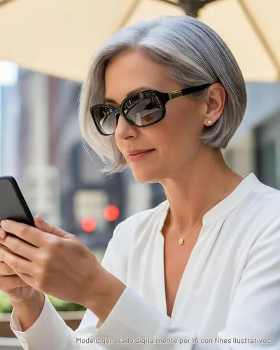 Vista 5 de JM Gafas de Lectura Bifocales Clásicas Rectangulares Elegantes Gafas de Sol Lectoras para Mujeres Todo Negro +1.25
