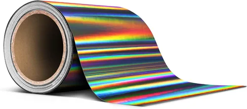 Vista 4 de VViViD Rollo de cinta adhesiva de vinilo holográfico negro Lazer cromado (1 pulgada x 20 pies)
