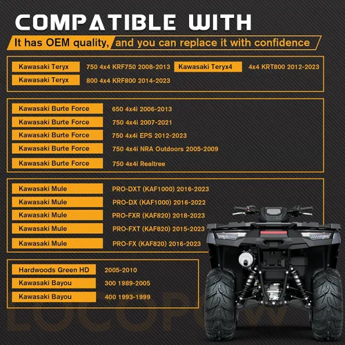 Vista 6 de LOCOPOW Pastillas de Freno para Kawasaki Teryx 4 800 750 KRT KRF Brute Force 650 750 KLR650 KL650 Bayou 300 400 Mule Pro 820 1000 Delanteras Traseras