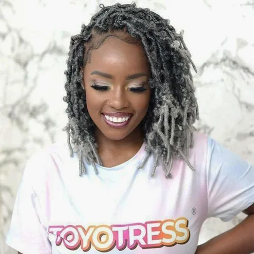 Vista 7 de Toyotress Butterfly Locs - Cabello de ganchillo de 8 pulgadas, 7 piezas de trenzas de ganchillo desgastadas pretrenzadas, color negro natural