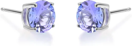 Vista 3 de Gin & Grace Pendiente de tanzanita natural azul de oro blanco de 14 quilates para mujer, Oro blanco Gema, Tanzanita