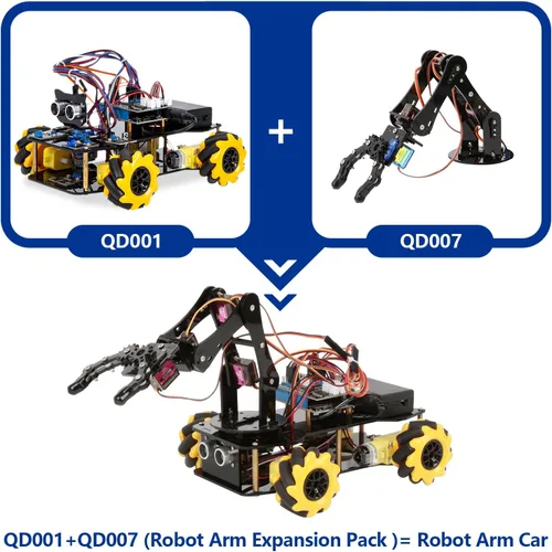 Vista 2 de ACEBOTT Robotics para niños de 12 a 16 años, paquete de expansión de brazo robot, kit de codificación de juguetes STEM compatible con Arduino y Negro