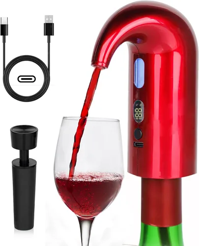 Vista 7 de Aireador de vino eléctrico, decantador de vino eléctrico y decantador de vino de un solo toque para rojo y blanco, aireador y dispensador de vino
