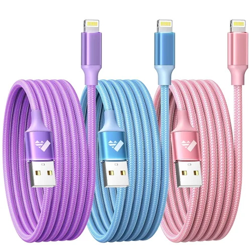 Vista 12 de Cargador de iPhone [certificado Apple MFi] Cable de carga rápida USB a Lightning de 6 pies, cable USB trenzado para teléfono compatible con iPhone
