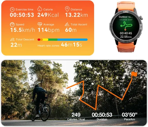 Vista 6 de AGM Legion Pro - Reloj inteligente resistente, pantalla AMOLED de 1.43 pulgadas (60 Hz, 600 nits), a prueba de golpes y caídas, 164.0 ft