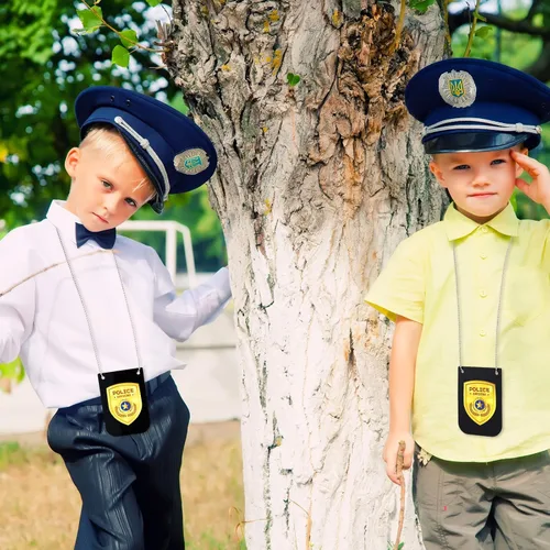 Vista 7 de 12 piezas de insignias de policía de juguete de simulación para niños, detective, policía, policía fbi, accesorio de insignia falsa con cadena