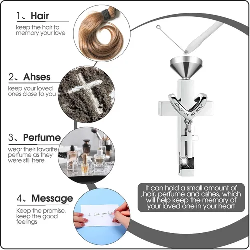 Vista 3 de Fumete 6 piezas de collar de cenizas, joyería de urna para cenizas humanas, colgante conmemorativo - para hombres y mujeres