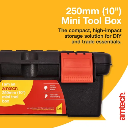 Vista 3 de Am-Tech - Mini caja de herramientas de plástico con bandeja extraíble (10 pulgadas)