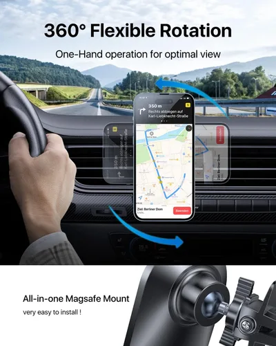 Vista 6 de andobil Actualizado para Montura de Coche Magsafe Pro [Ímpetu Más Fuerte, Compatible con Teléfonos Grandes] Soporte Magnético Giratório 360°