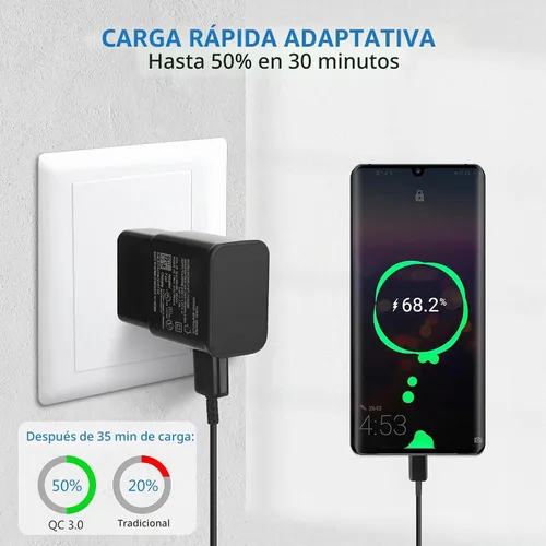 Vista 4 de Paquete de 2 adaptadores de carga rápida adaptables para Samsung Galaxy S26 S25 S24 S23 S22 S21 S20 S10 Plus S9 S8 S7 A57 A36 A26 A17 A15 A14 A13