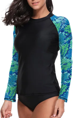 Vista 2 de Eciodci Traje de baño de manga larga para mujer con protección UV UPF 50+