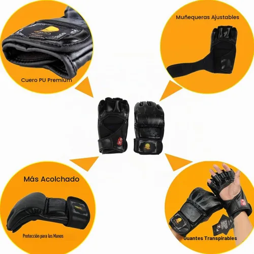 Vista 3 de ZooBoo MMA Gloves, Half-Finger Boxing Fight Gloves MMA Mitts with Adjustable Wrist Band for Sanda Sparring Punching Bag Training