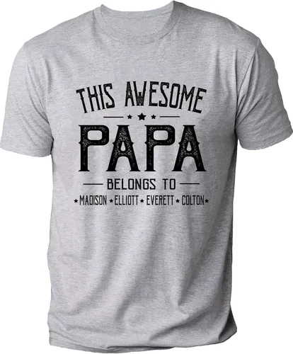Vista 4 de Personalized Grandpa Papa Dad Kids Grandkids with Name T-Shirt, Custom Grandpa Papa Fathers Day Christmas Birthday Gifts.