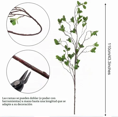 Vista 4 de SzJias Ramas artificiales para jarrón, ramas artificiales, tallos de plantas verdes para jarrón, ramas de árbol falso (3 ramas, 43.5 pulgadas/ramas)