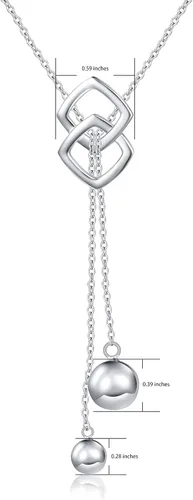Vista 7 de DAOCHONG Collar largo de plata de ley S925 con borla redonda para mujer, 30 pulgadas (cadena ajustable), Plata esterlina