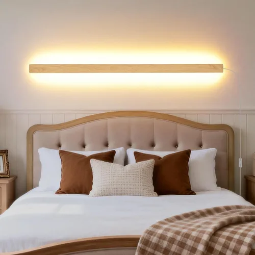 Vista 22 de KELUOLY Apliques de pared modernos enchufables, 23.6 pulgadas, luces LED de pared largas negras esmeriladas, lámpara de pared acrílica de 12 W Negro