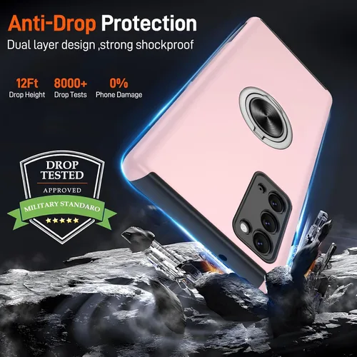 Vista 122 de Gritup - Funda para Galaxy A05S con protector de pantalla HD×2, funda protectora para teléfono a prueba de golpes con soporte magnético de anillo