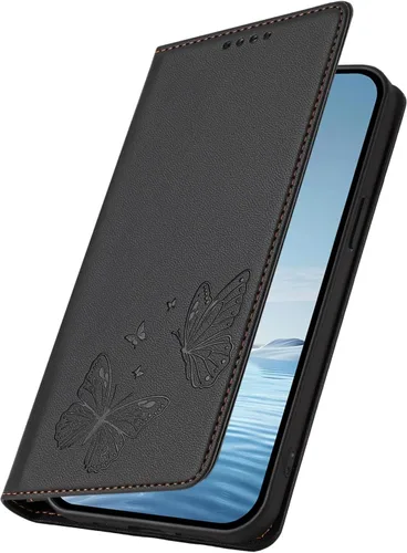 Vista 3 de Compatible con Nothing CMF Phone 1 Flip Kickstand Magnético Cierre a Presión Ranura para Tarjeta Funda para Teléfono Negro