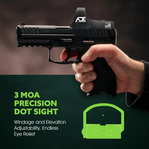 Vista 5 de Ade Advanced Optics RD3-006B - Mira de punto verde para pistola con base Pictinny extraíble