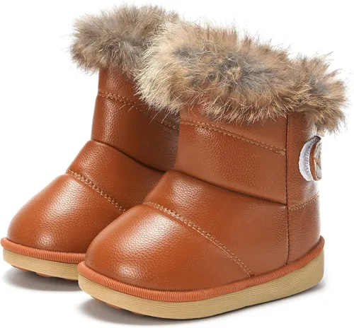 Vista 6 de KVbabby Botas de nieve para niños pequeños con forro de piel sintética impermeables