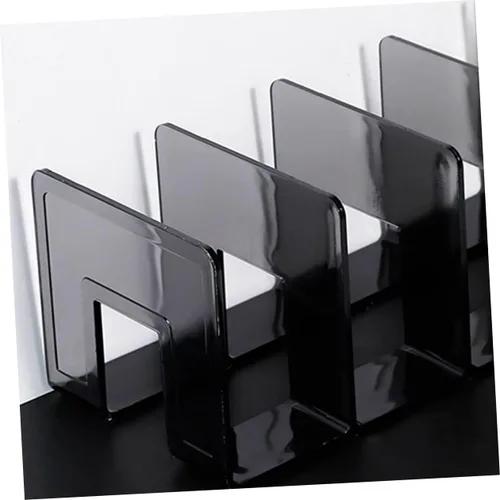 Vista 7 de Homoyoyo Estantería negra con sujetalibros negros para habitación de niños, soportes de libros de escritorio para libros de decoración, soporte