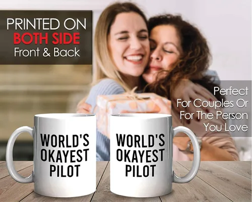 Vista 4 de Bubble Hugs Taza de café piloto - World'S Okayest Pilot - Avión Vuelos Tripulación Capitán Mayordomo Azafata Avión Aeropuerto Ocupación