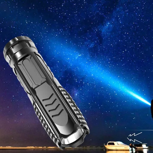 Vista 5 de 2 unids LED recargable USB de largo alcance mini portátil hogar resistente linterna iluminación LED linternas de alto brillo ajustable luz de flash