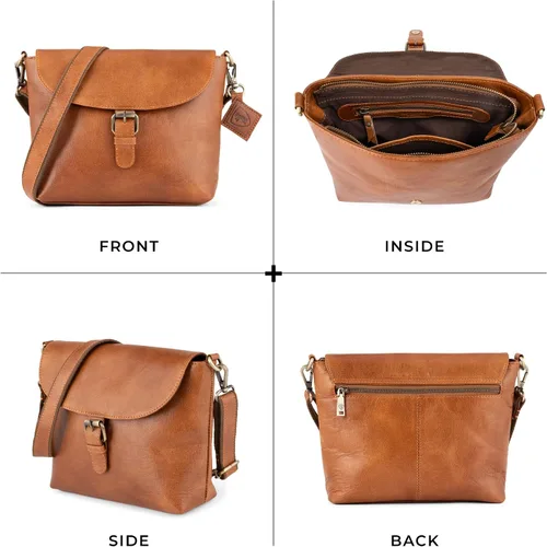 Vista 6 de BERLINER BAGS Bolso bandolera de cuero genuino vintage Catalina, bolso bandolera pequeño para mujer