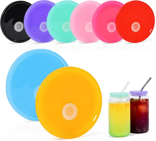 Vista 9 de 40 Piezas Tapas Acrílicas para Vasos de Vidrio de 16 Onzas Tapas de Repuesto de Vasos de Plástico a Prueba de Derrames Tapa de Vaso de Vidrio