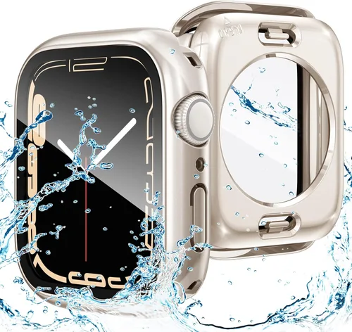Vista 11 de Goton Funda impermeable 2 en 1 para Apple Watch, protector de pantalla para series 6/5/4, SE 3/2/1 de 40mm, cubierta frontal de vidrio protectora