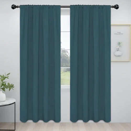 Vista 31 de Easy-Going - Cortinas opacas con bolsillo para varilla para dormitorio, cortinas de ventana para oscurecer la habitación para sala de estar