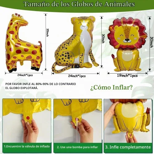 Vista 5 de Kit de guirnalda de arco de globos de safari de selva, verde salvia, marrón, amarillo, estampado animal, hojas de palma, para Wild One, safari, baby