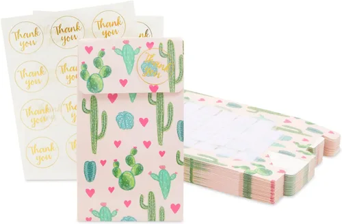 Vista 6 de Bolsas de regalo de cactus para fiesta de cumpleaños (rosa, paquete de 24)