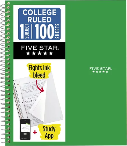 Vista 20 de Cuaderno de Five Star, 1 materia, con rayas, 100 hojas, 11" x 8-1/2", Negro