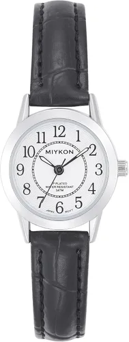 Vista 8 de Miykon Relojes para mujer – Delicado pequeño reloj analógico para mujer con correa de cuero vegano negro – Segundero, pulido iónico, cristal