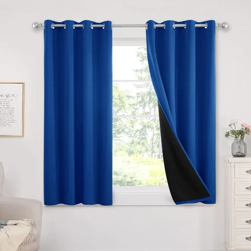 Vista 80 de Deconovo cortinas blackout 100 % con forro totalmente negro con aislamiento térmico de doble capa, oscurecimiento de la habitación, ahorro